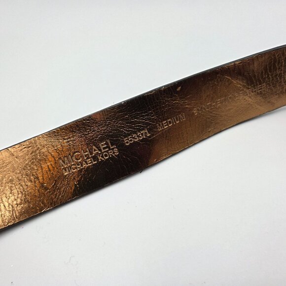 Michael Kors Belt Womens Medium Brown MK Logo Python Print Adjustable Slide NEW - Picture 4 of 10